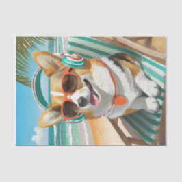 Papel De Seda Oscar relajándose, Corgi en la playa