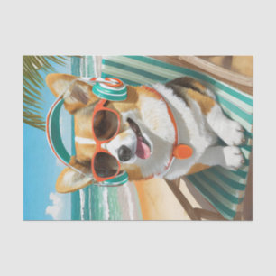 Papel De Seda Oscar relajándose, Corgi en la playa