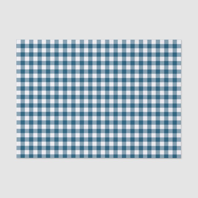 Papel De Seda Oscuro Gingham Verde azulado (Anverso)