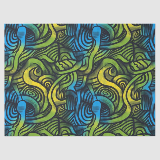 Papel De Seda Oscuro gótico Sensación Azul Amarillo Verde (Anverso)