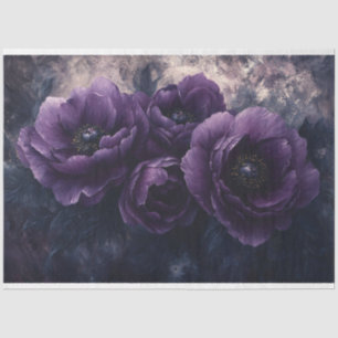 Papel De Seda Oscuro Purple Peonies Gothic Decoupage