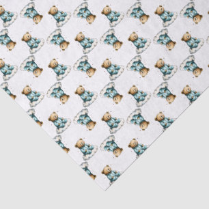 Papel De Seda Osito de peluche lindo en pantalones azules de nub