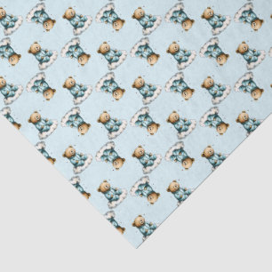 Papel De Seda Osito de peluche lindo en pijama azul sobre una nu