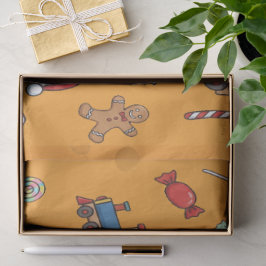 Papel De Seda Osito de peluche y tren de juguete de Navidad