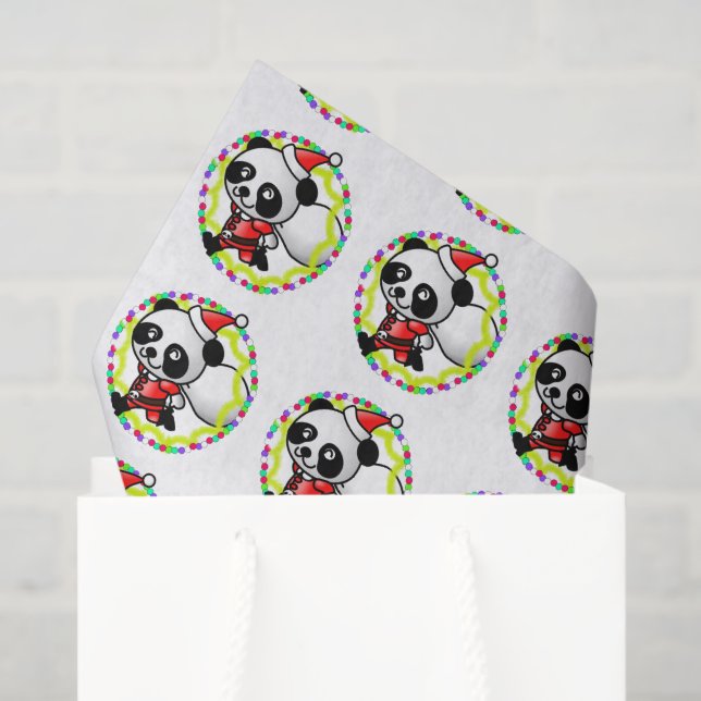 Papel De Seda Osito Panda de Santa con Bolsa de Juguetes (Bolsa de regalo)