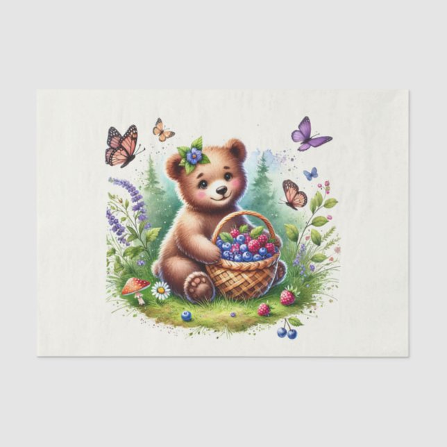 Papel De Seda Oso de desunión de animales de bosque (Anverso)