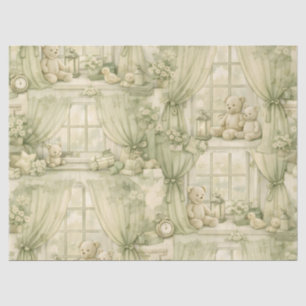 Papel De Seda Oso de guardería neutral beige patrón (2)