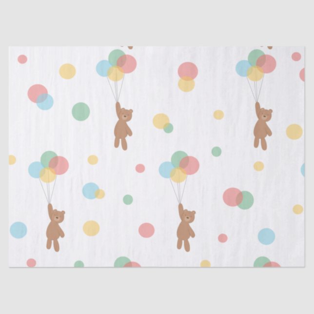 Papel De Seda Oso de peluche con globos  (Anverso)