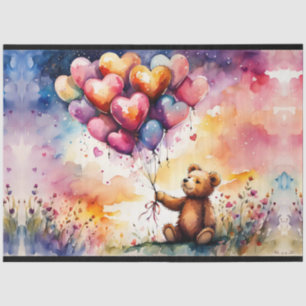 Papel De Seda Oso de peluche con globos en forma de corazón