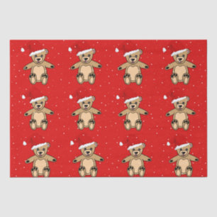 Papel De Seda Oso de peluche con Navidades rojos de Santa Hat