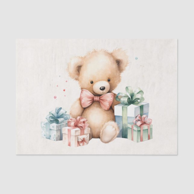 Papel De Seda Oso de peluche con regalo de Navidad (Anverso)