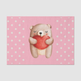 Papel De Seda Oso de peluche con un corazón rojo
