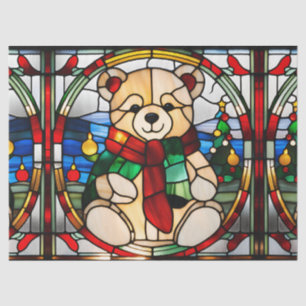 Papel De Seda Oso de peluche de Navidad de vidrio teñido falso p