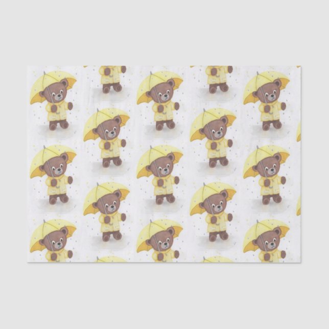 Papel De Seda Oso de peluche en la lluvia (Anverso)