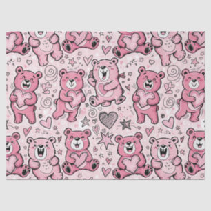 Papel De Seda Oso de peluche Kawaii patrón rosa