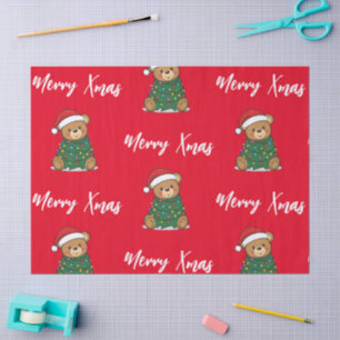 Papel De Seda Oso de peluche lindo árbol de Navidad invierno Nav