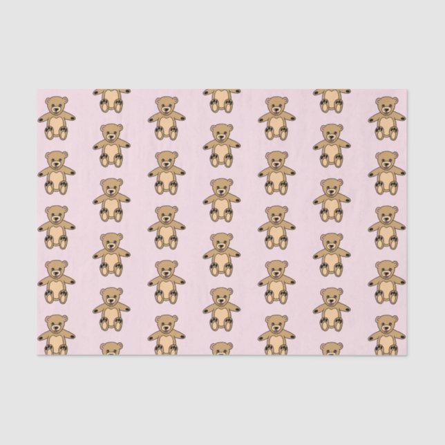 Papel De Seda Oso de peluche marrón para niños rosados (Anverso)