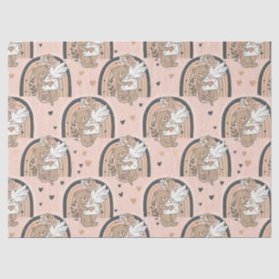 Papel De Seda Oso de peluche neutral arcoíris en marrón y taupe