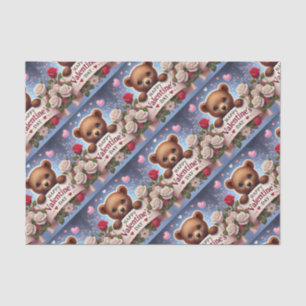 Papel De Seda Oso de Teddy Adorable con Rosas