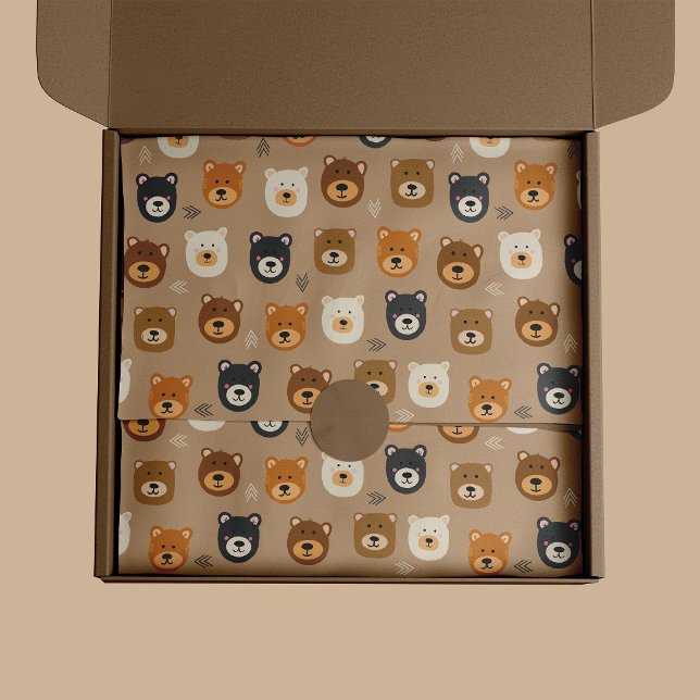 Papel De Seda Oso del bosque niños lindos (kids woodland bear pattern tissue paper)