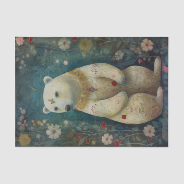 Papel De Seda Oso Floral Vintage (Anverso)