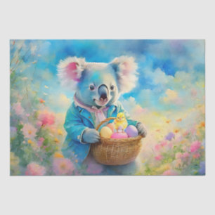 Papel De Seda Oso koala sosteniendo una cesta de huevos de Pascu