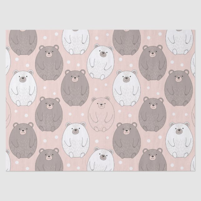 Papel De Seda Oso Lindo - Suave Bosque Pastel (2) (Anverso)
