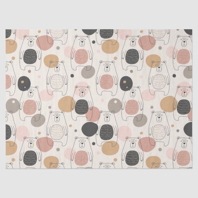 Papel De Seda Oso Lindo - Suave Bosque Pastel (3) (Anverso)