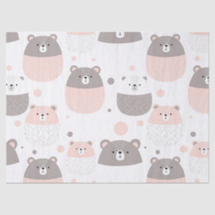 Papel De Seda Oso lindo y corazones -- Guardería pastel (3)
