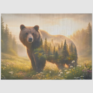 Papel De Seda Oso Majestuoso en Decoupage de Pradera Soleada y N