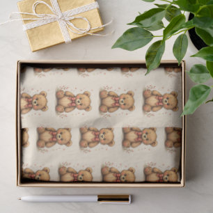 Papel De Seda Oso marrón pequeño adorable y lindo con corbata