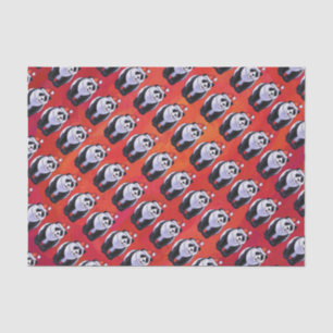 Papel De Seda Oso Panda en Santa Hat en rojo