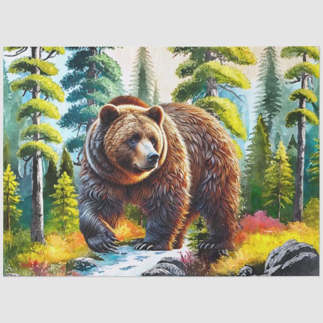 Papel De Seda Oso pardo del bosque lindo (Anverso)