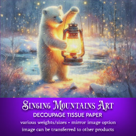 Papel De Seda Oso Polar con linterna en desenlace de bosque inve