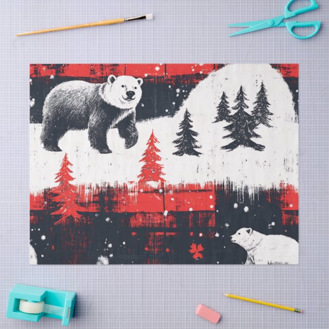 Papel De Seda Oso Polar de Búfalo Rojo (Artesanía)