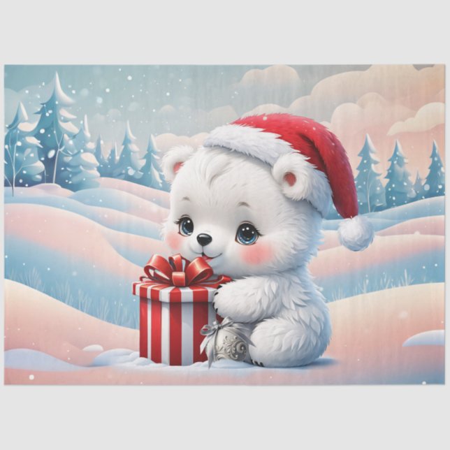 Papel De Seda Oso polar de pequeños Navidades (Anverso)