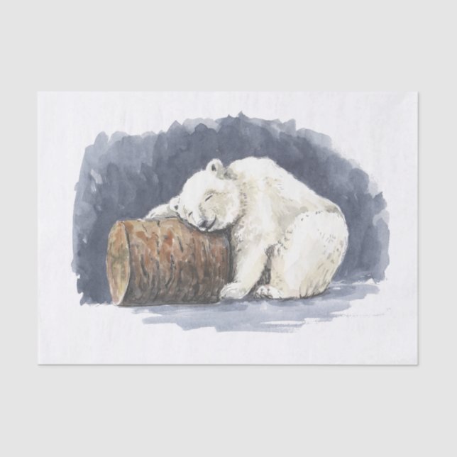 Papel De Seda Oso polar durmiente, arte acuarela (Anverso)