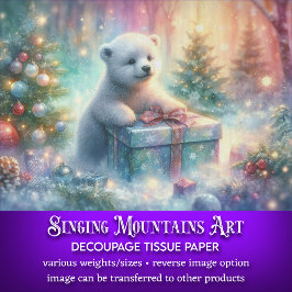 Papel De Seda Oso Polar Festivo con Decoupage de Regalo Gigante