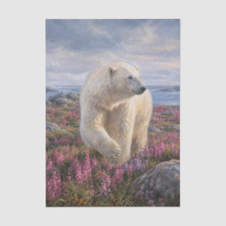 Papel De Seda Oso Polar Flor Silvestre Tundra Ártica