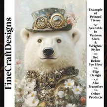 Oso Polar Steampunk Regency, Decoupage Floral CB1