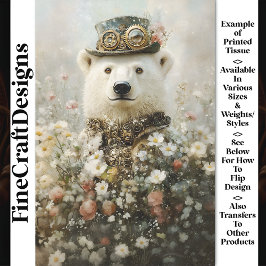 Papel De Seda Oso Polar Steampunk Regio, Decoupage Floral CA9