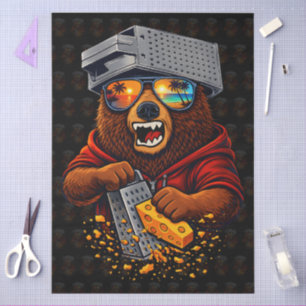 Papel De Seda Oso Retro Con Sombrero Rallador De Queso Y Gafas D