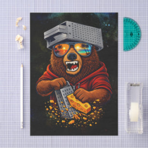 Papel De Seda Oso Retro Con Sombrero Rallador De Queso Y Gafas D