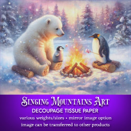 Papel De Seda Osos Polares de Invierno y Pingüinos de Fogata Dec