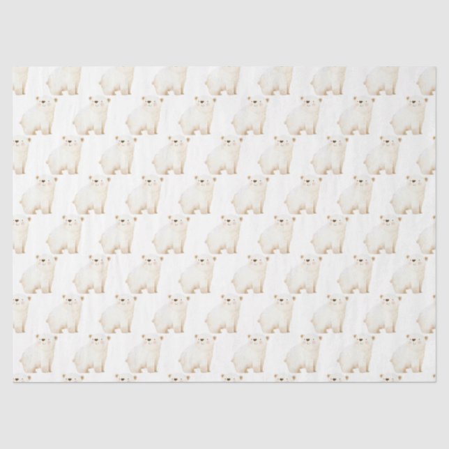 Papel De Seda Osos Polares Lindos de Invierno (Anverso)
