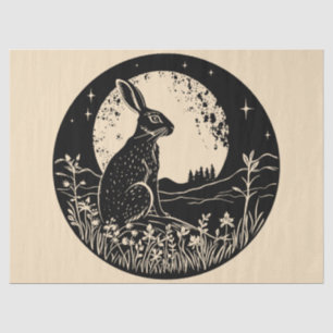Papel De Seda Ostara Wiccan Magic Hare Silhouette Decoupage