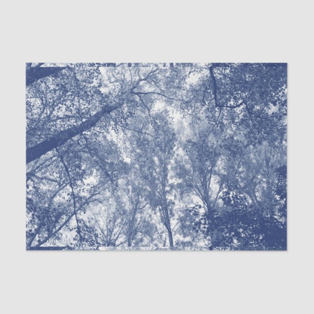 Papel De Seda Otoño azul - Efecto cianotipio (Anverso)