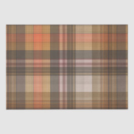 Papel De Seda Otoño Brown y Naranja Plaid