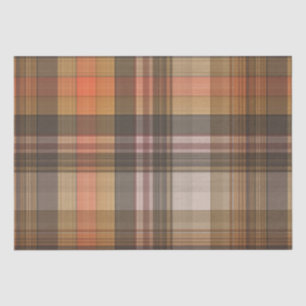 Papel De Seda Otoño Brown y Naranja Plaid