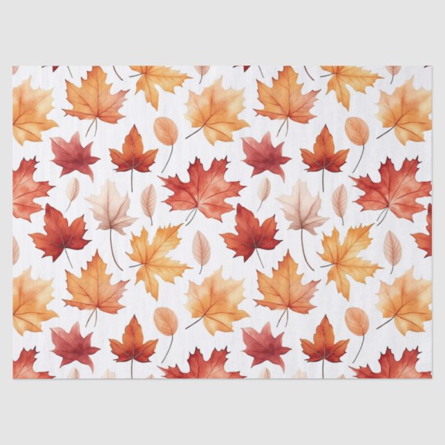 Papel De Seda Otoño Cae Deja El Patrón De Boho Marrón Terracotta (Anverso)